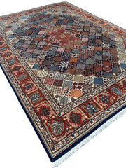 Hand-Knotted Indo-Joshegan Wool Rug – 12'2" x 9'1" – Geometric Medallion Design, Rich Warm Palette Rugistan