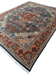 Hand-Knotted Indo-Joshegan Wool Rug – 12'2" x 9'1" – Geometric Medallion Design, Rich Warm Palette Rugistan
