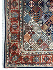 Hand-Knotted Indo-Joshegan Wool Rug – 12'2" x 9'1" – Geometric Medallion Design, Rich Warm Palette Rugistan