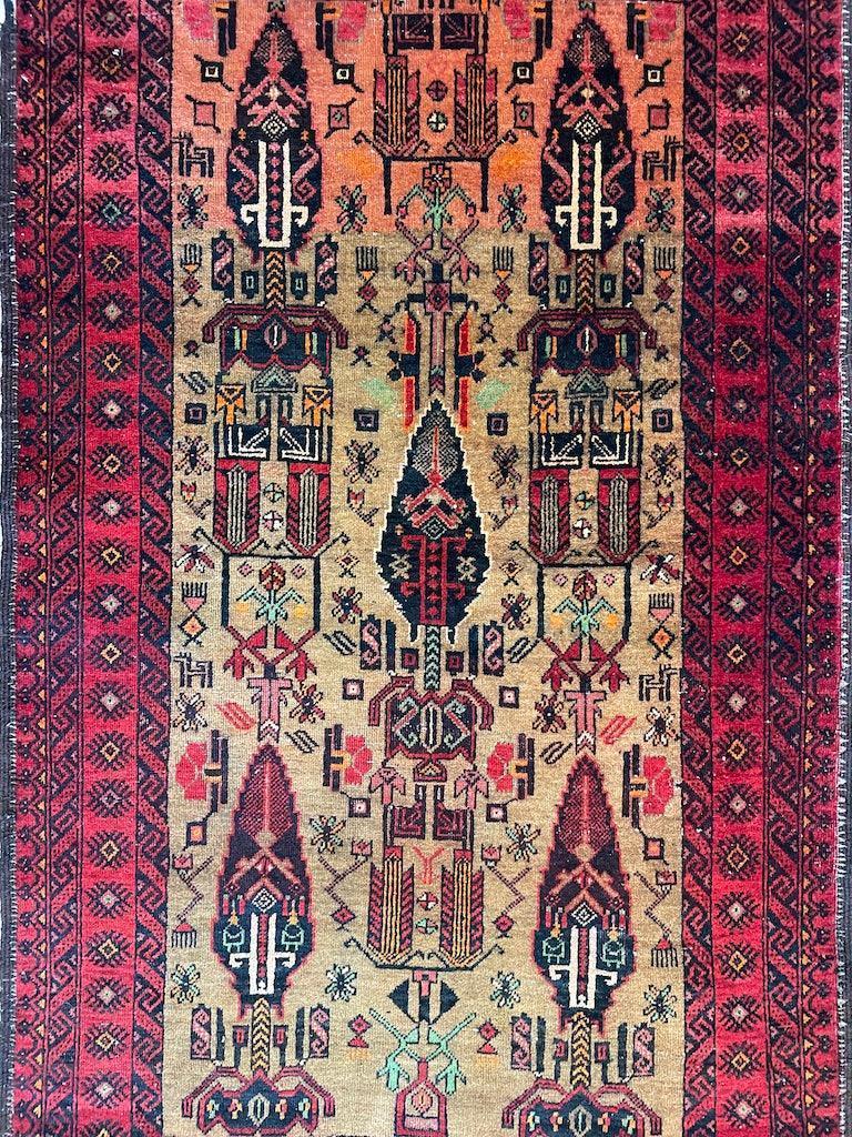 Fine Vintage Wool Baluch Rug 6x4 ft Rugistan