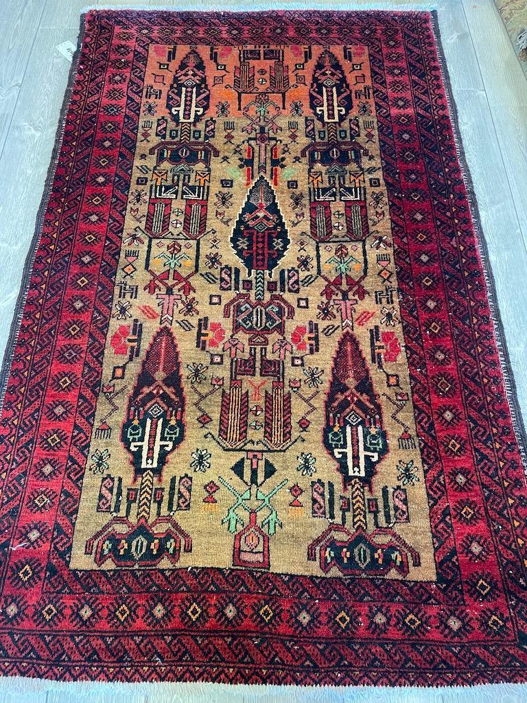 Fine Vintage Wool Baluch Rug 6x4 ft Rugistan
