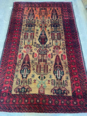 Fine Vintage Wool Baluch Rug 6x4 ft Rugistan