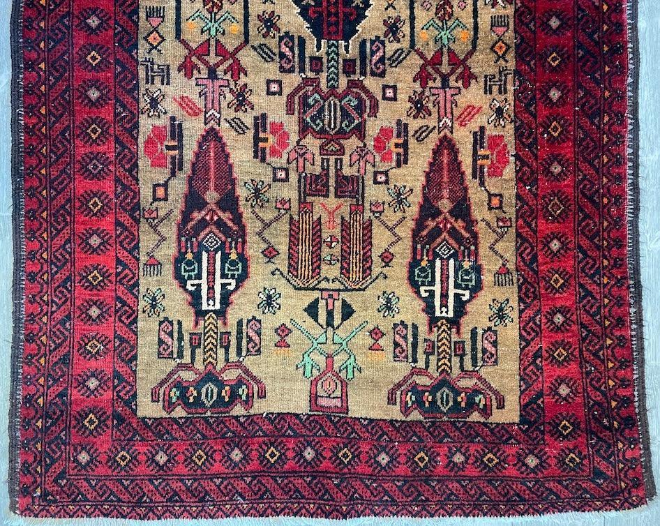 Fine Vintage Wool Baluch Rug 6x4 ft Rugistan
