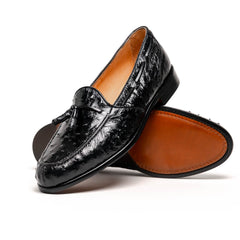 13-581-BLK FRANCO Ostrich Tassel Loafer, Black