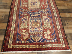 Geometric Meshkin Persian Vintage Runner Rug Handmade Wool Carpet - 4'0"x 10'4" Rugistan