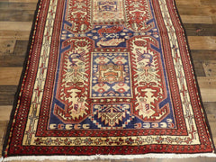 Geometric Meshkin Persian Vintage Runner Rug Handmade Wool Carpet - 4'0"x 10'4" Rugistan