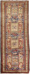 Geometric Meshkin Persian Vintage Runner Rug Handmade Wool Carpet - 4'0"x 10'4" Rugistan