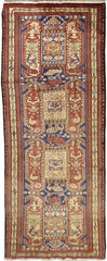 Geometric Meshkin Persian Vintage Runner Rug Handmade Wool Carpet - 4'0"x 10'4" Rugistan