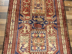 Geometric Meshkin Persian Vintage Runner Rug Handmade Wool Carpet - 4'0"x 10'4" Rugistan