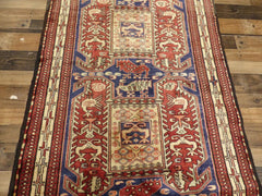 Geometric Meshkin Persian Vintage Runner Rug Handmade Wool Carpet - 4'0"x 10'4" Rugistan