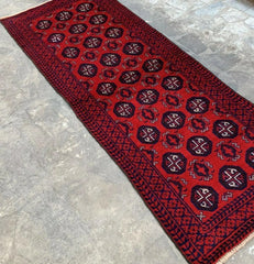 Hand Knotted Afghani Wool Baluch Runner Rug With Rug Pad 2x7 Ft Rugistan