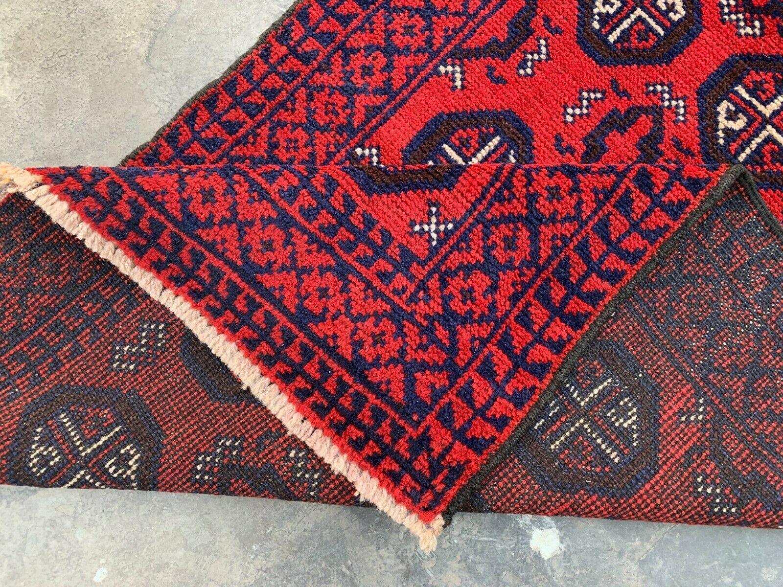 Hand Knotted Afghani Wool Baluch Runner Rug With Rug Pad 2x7 Ft Rugistan