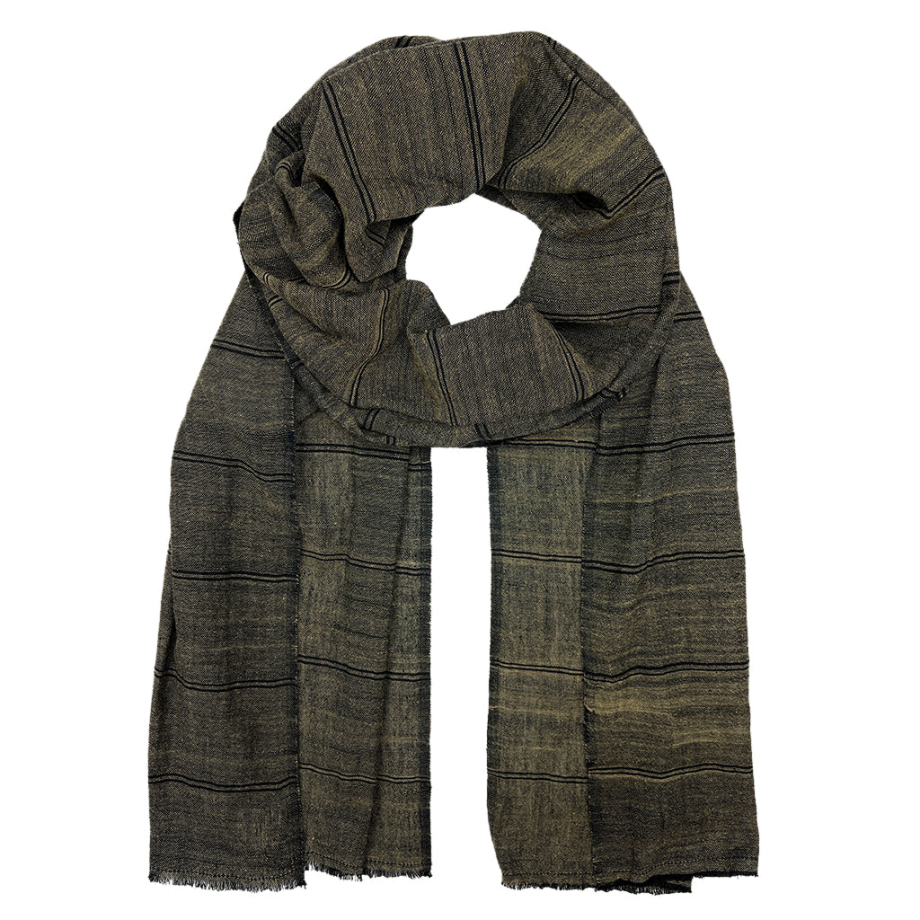 Dark green plaid scarf on a white background