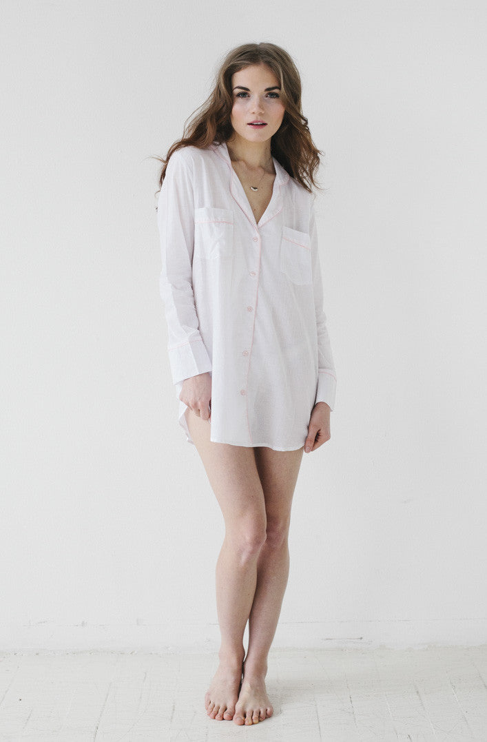 Classic Sleep Shirt in Woven Cotton Salua Lingerie