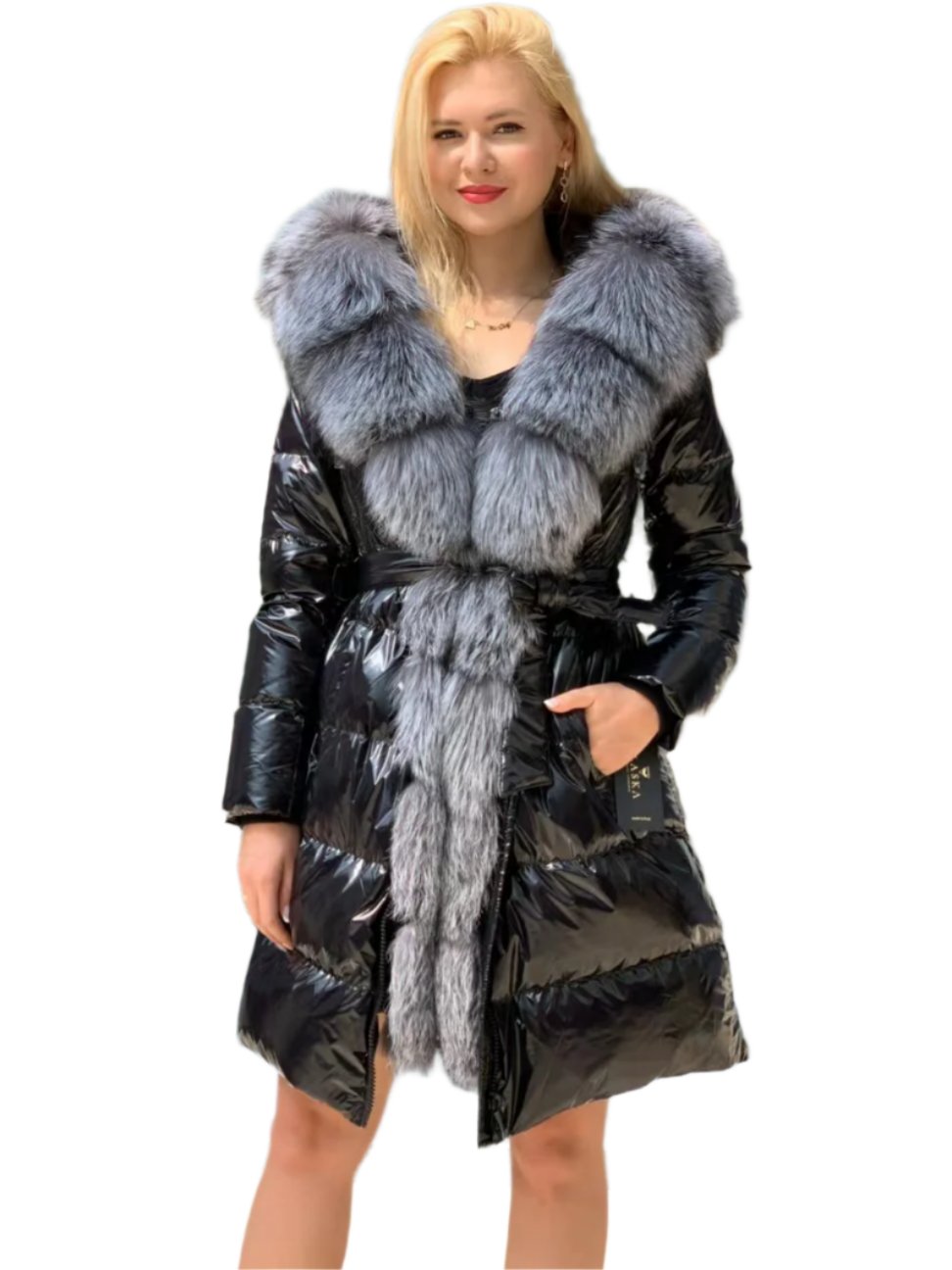 Onyx Genuine Silver Fox Down Parka 107cm Alaska® Outerwear Company