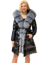 Onyx Genuine Silver Fox Down Parka 107cm Alaska® Outerwear Company
