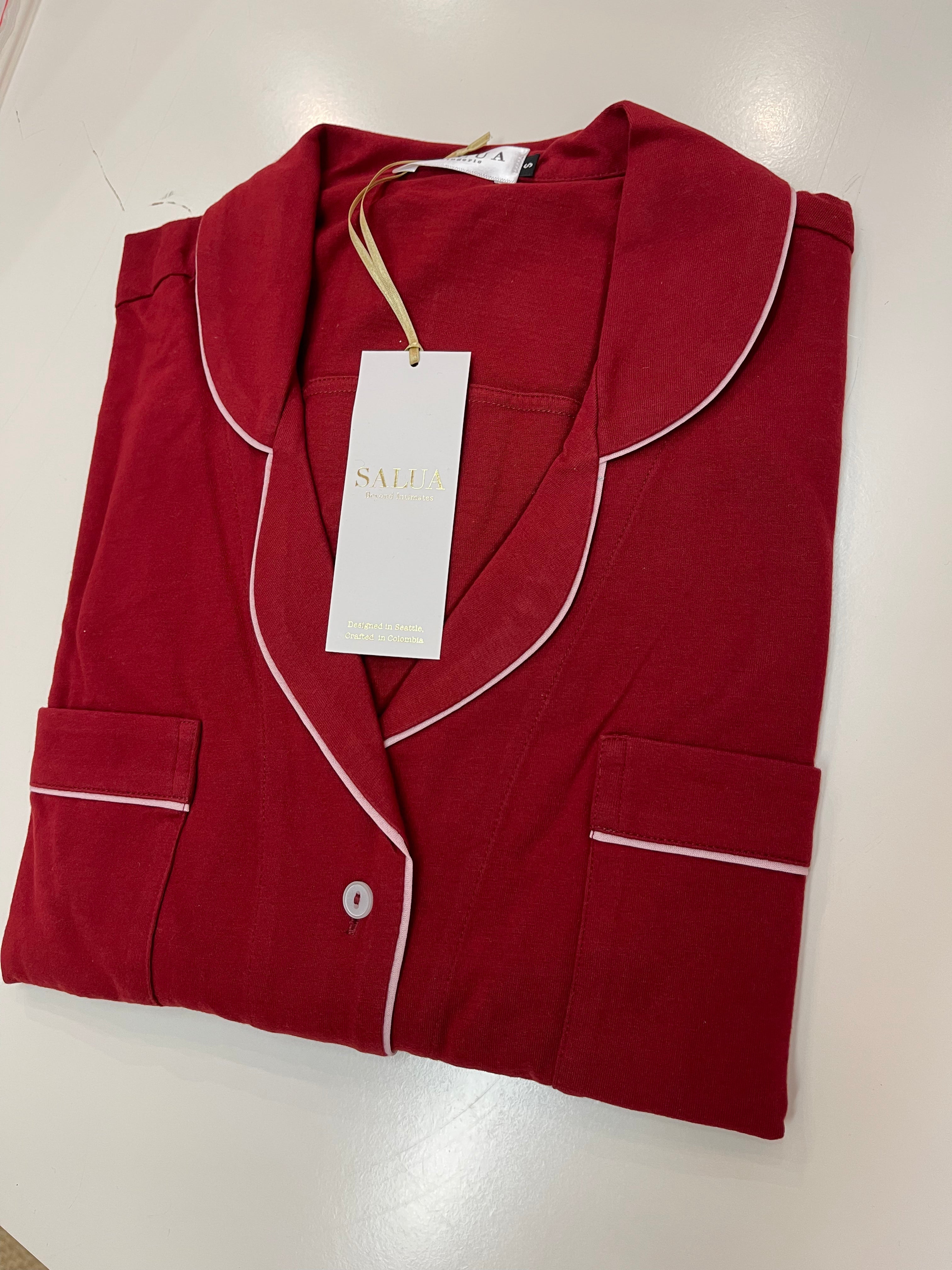 SALUA Luxury Sleep Shirt in Brushed Pima Cotton - Long Salua Lingerie