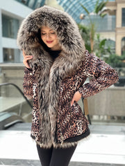 Leopard Genuine Silver Fox Fur Parka with Rabbit Fur Insulation Alaska® Outerwear Company