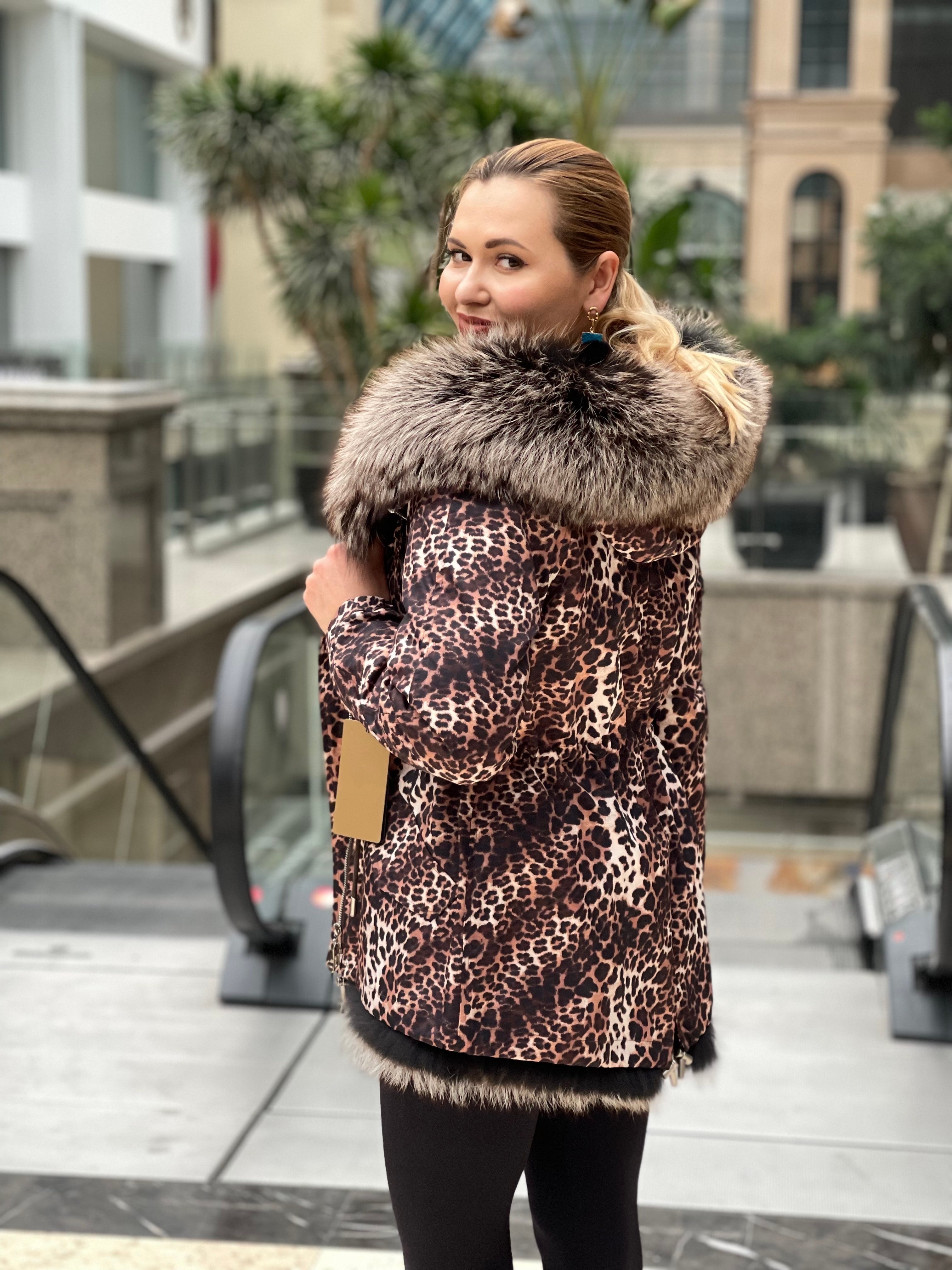 Leopard Genuine Silver Fox Fur Parka with Rabbit Fur Insulation Alaska® Outerwear Company