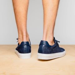 66-266-NVY KOBE Crocodile Embossed Italian Sueded Goatskin Sneakers Navy