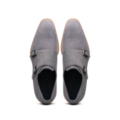56-105-GRY LEGERRA Sueded Goatskin Monkstrap Grey