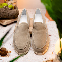 16-621-BON LIVORNO Sueded Italian Goatskin Loafer Bone