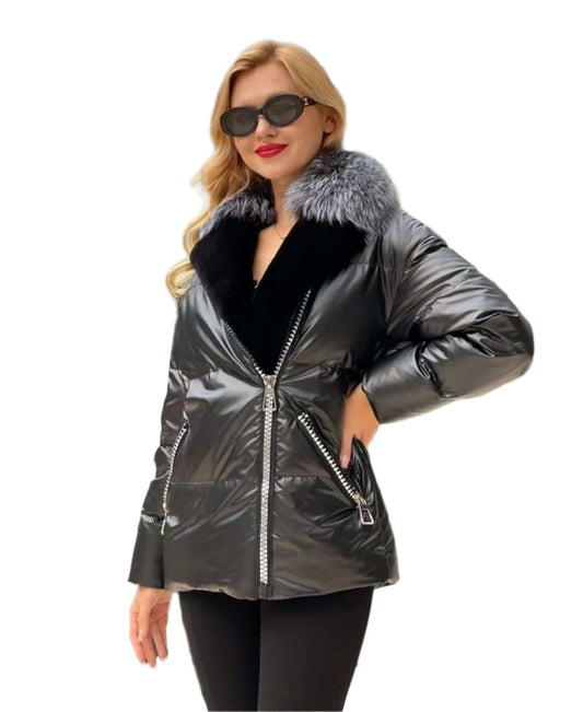 Genuine Silver Fox Fur Down Fill Water-Repellent Coat Alaska® Outerwear Company