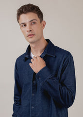 Long Sleeve Indigo Button Down