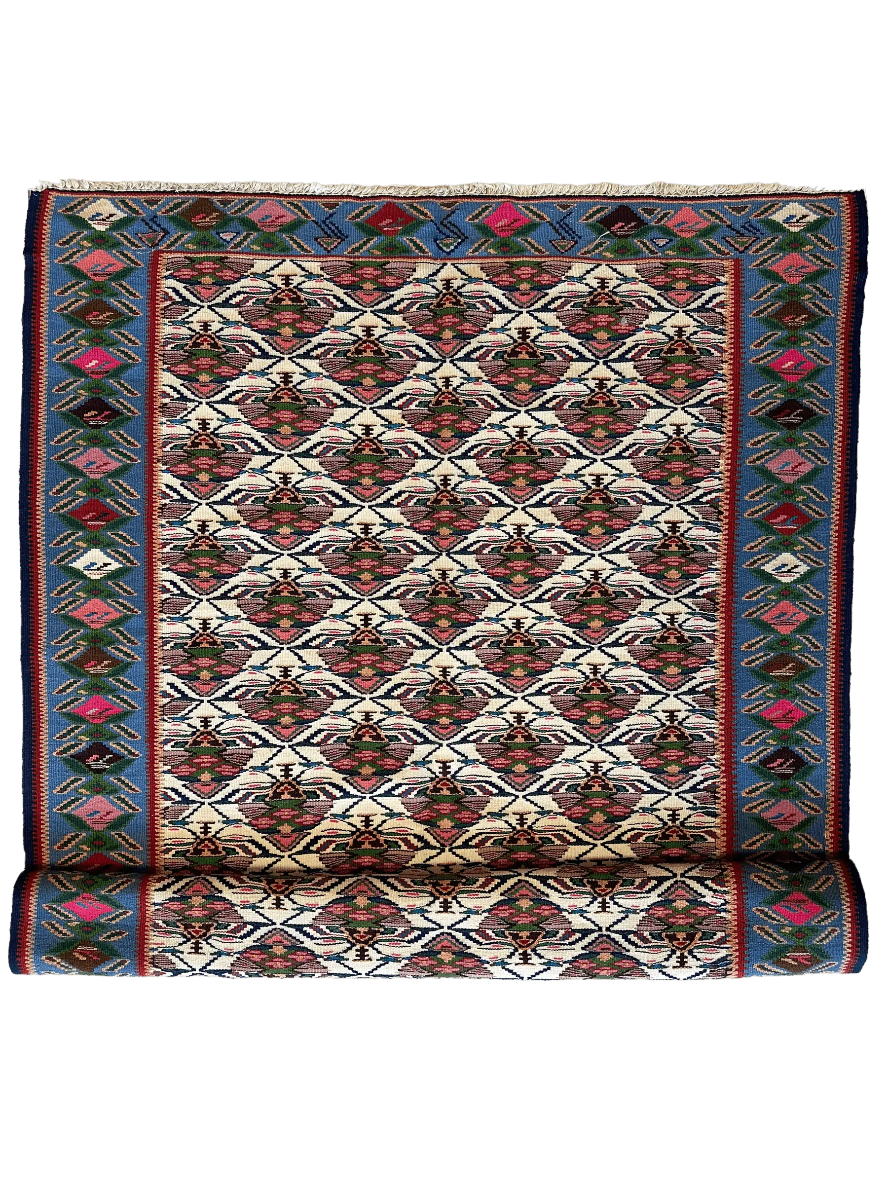 Masterpiece Vintage Persian Senneh Kilim Runner Rug 4’ x 9’ Rugistan