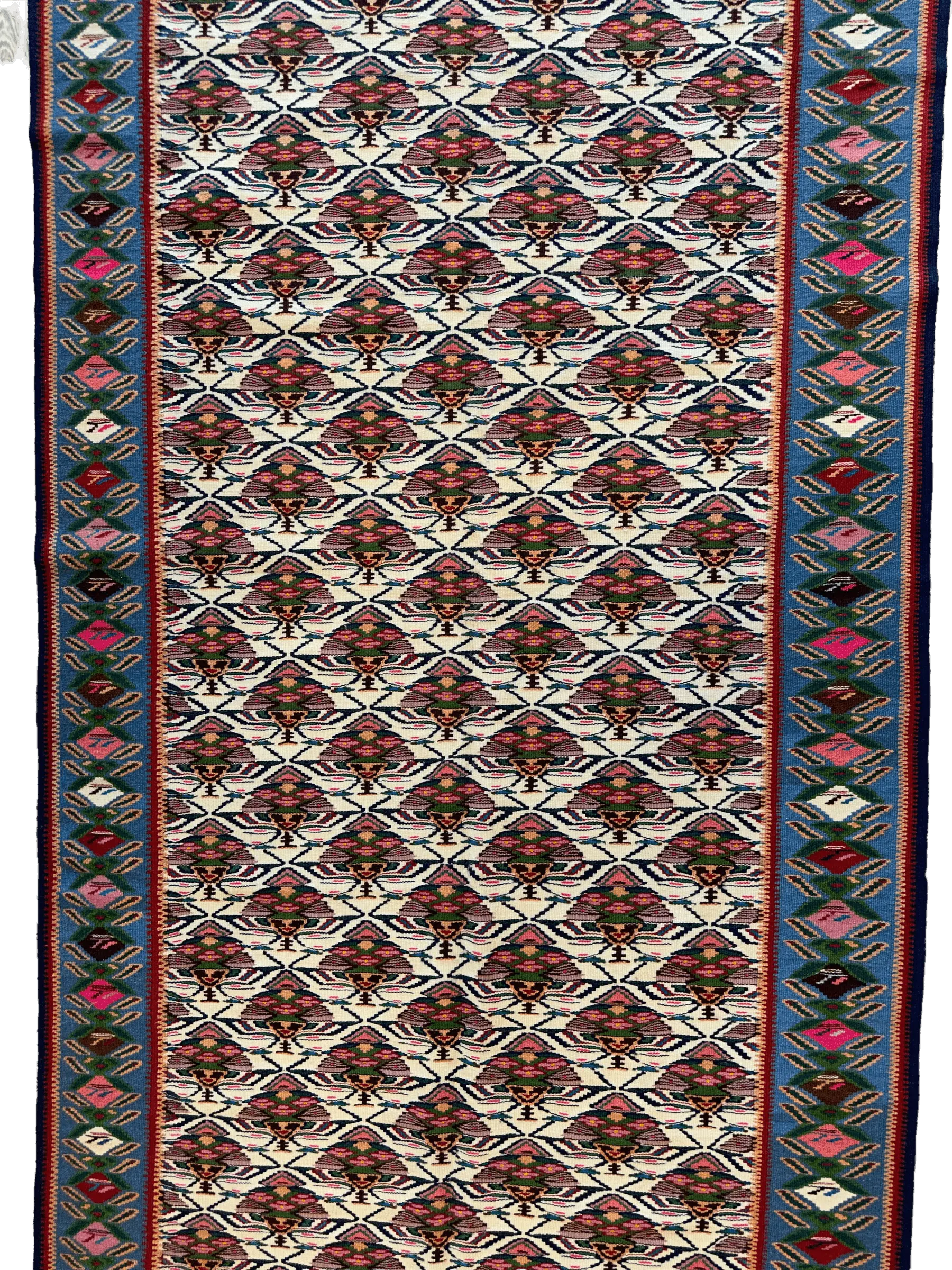 Masterpiece Vintage Persian Senneh Kilim Runner Rug 4’ x 9’ Rugistan