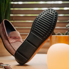 31-160-CDY MONZA Sueded Calfskin with Crocodile Driver Candy