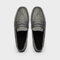 31-160-GRY MONZA Sueded Calfskin with Crocodile Driver, Grey