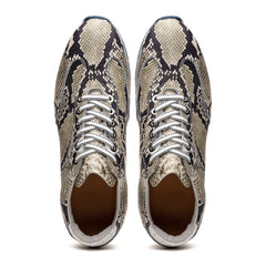 65-215-WHT PERI Python Embossed Italian Calfskin Sneakers Black / White