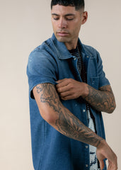 Short Sleeve Indigo Button Down