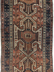 Pre-1900 Triple Shield Sewan Kazak Rug, 4’4”x11’7” Rugistan