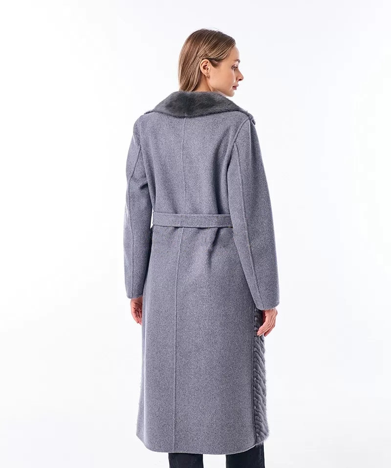 Genuine Mink Fur Rex Fur Trim Virgin Wool Coat Alaska® Outerwear Company