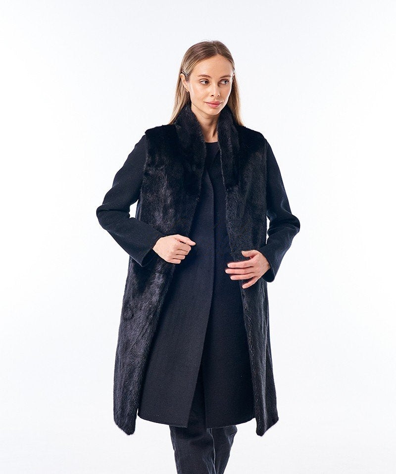 Genuine Mink Fur Virgin Wool Coat Plus Vest Alaska® Outerwear Company