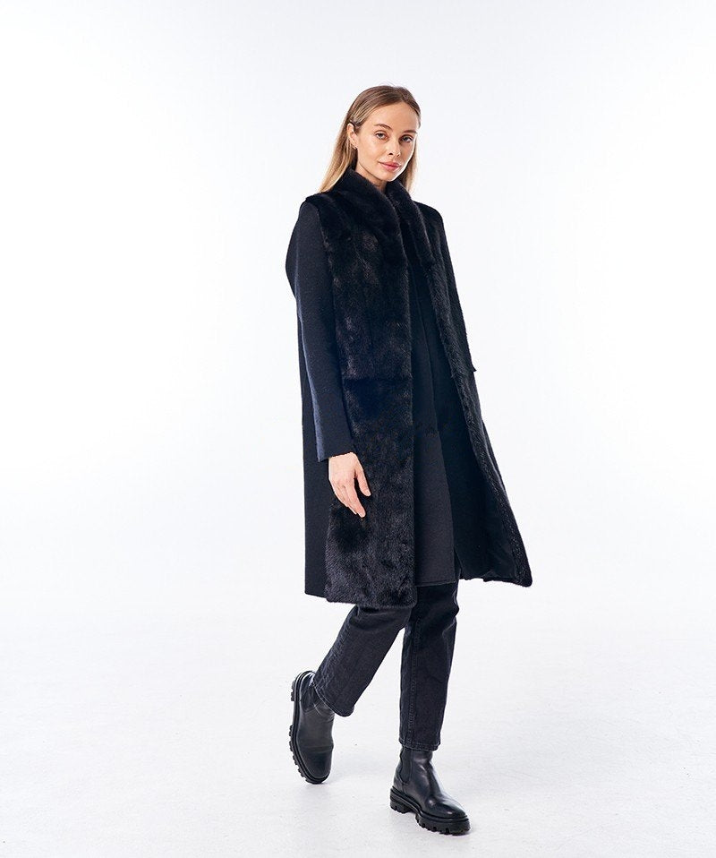Genuine Mink Fur Virgin Wool Coat Plus Vest Alaska® Outerwear Company