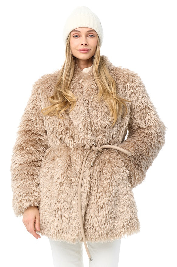 Faux Fur Coat with Leather Belt Alaska® Outerwear Company