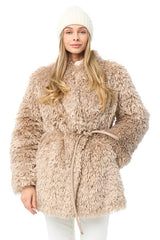Faux Fur Coat with Leather Belt Alaska® Outerwear Company