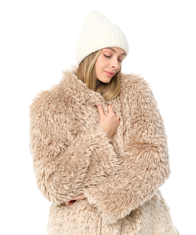 Faux Fur Coat with Leather Belt Alaska® Outerwear Company