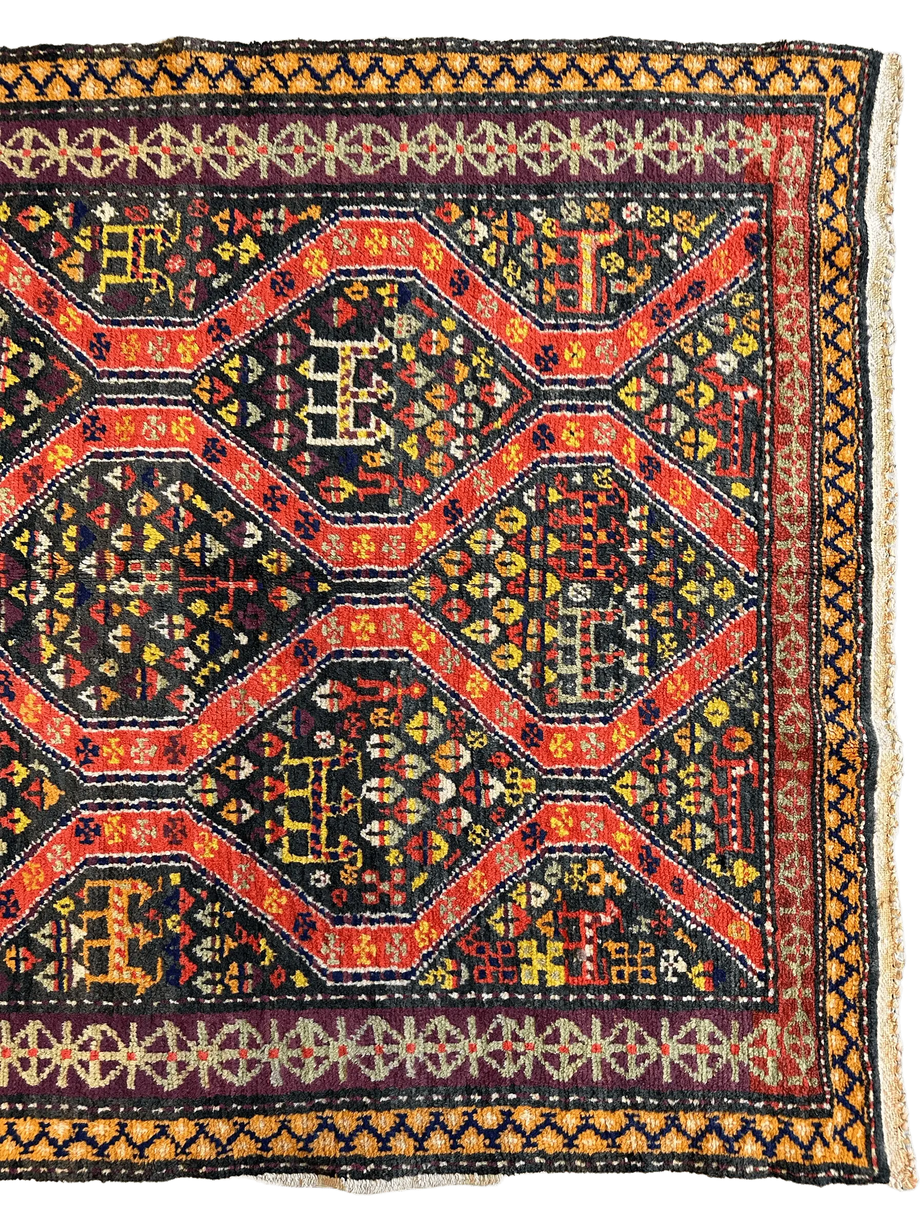 Rare Antique Handmade Caucasian Kazak Rug 4’ x 9’ Rugistan