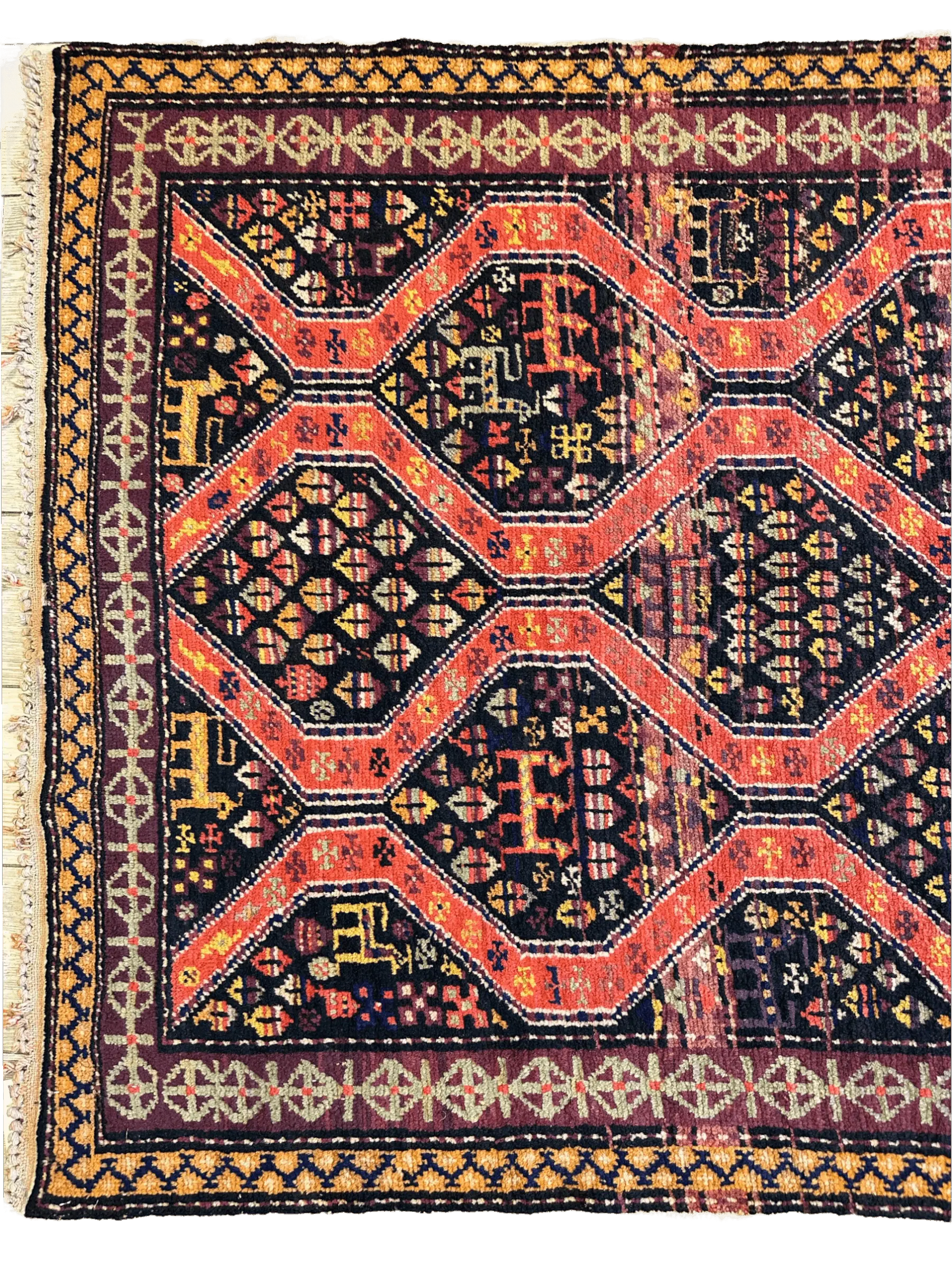 Rare Antique Handmade Caucasian Kazak Rug 4’ x 9’ Rugistan