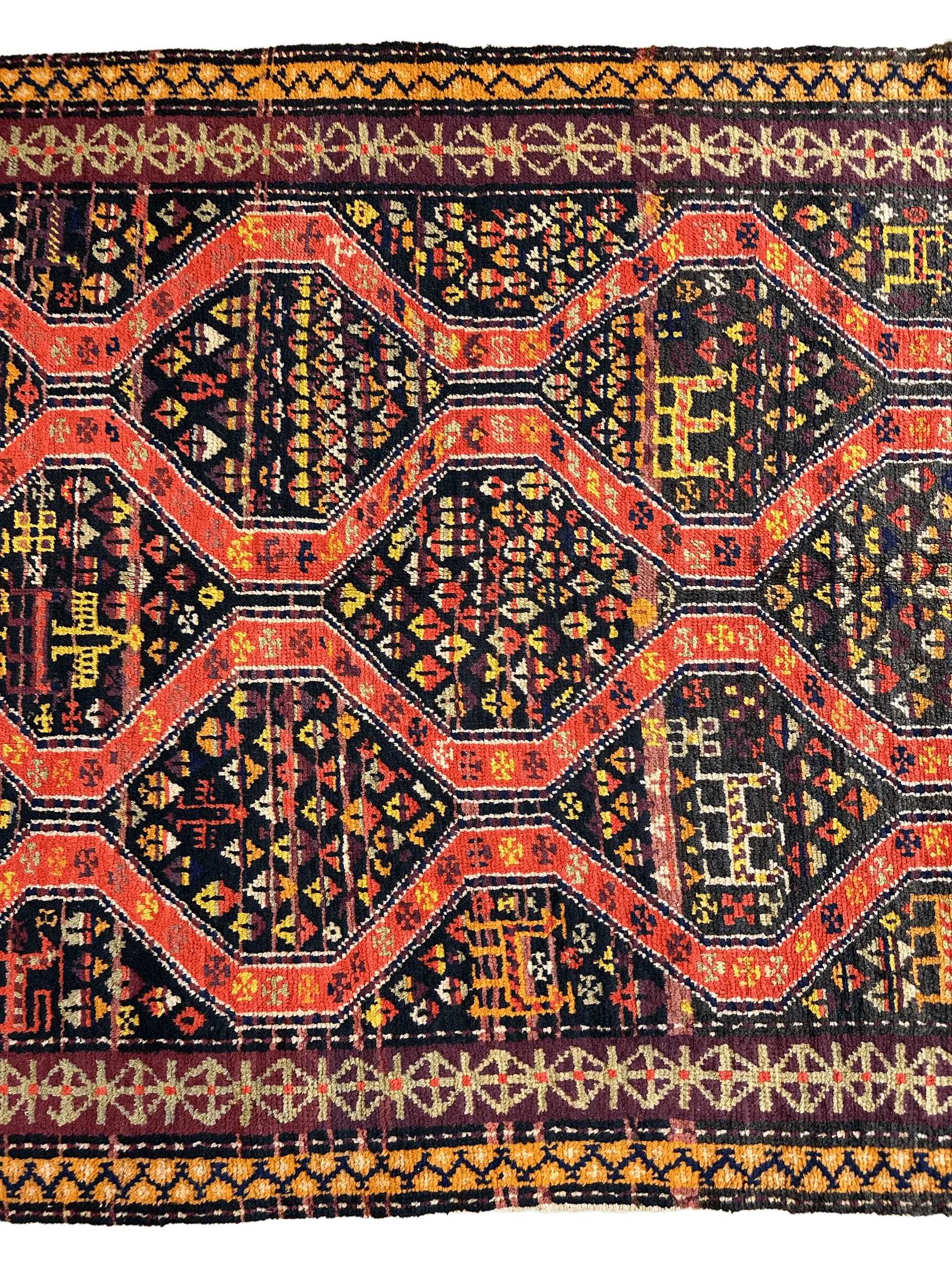 Rare Antique Handmade Caucasian Kazak Rug 4’ x 9’ Rugistan