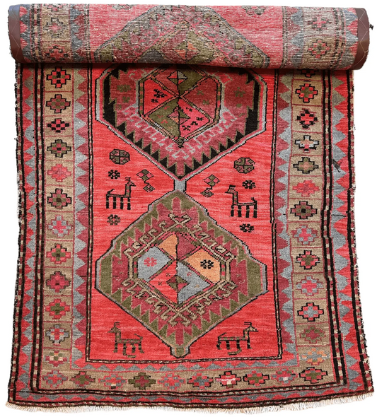 Rare Antique Handmade Caucasian Runner Rug 3’7" x 9’2" Rugistan