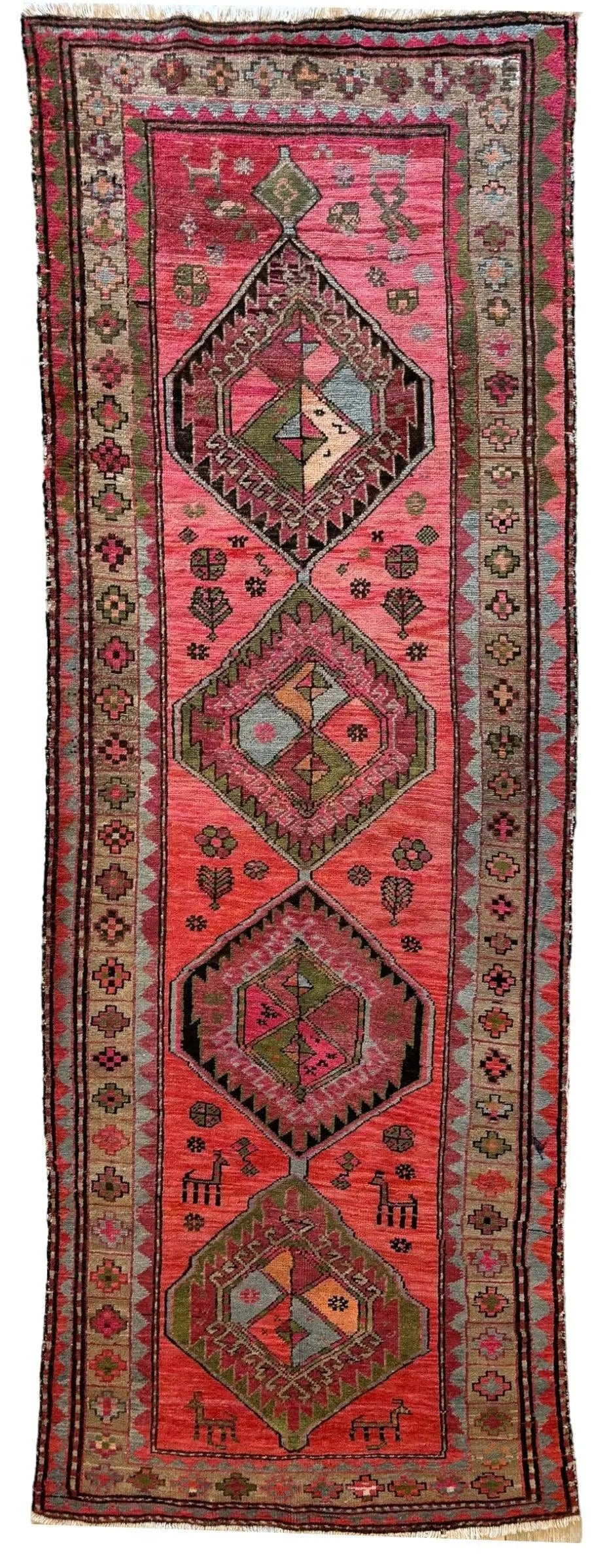Rare Antique Handmade Caucasian Runner Rug 3’7" x 9’2" Rugistan