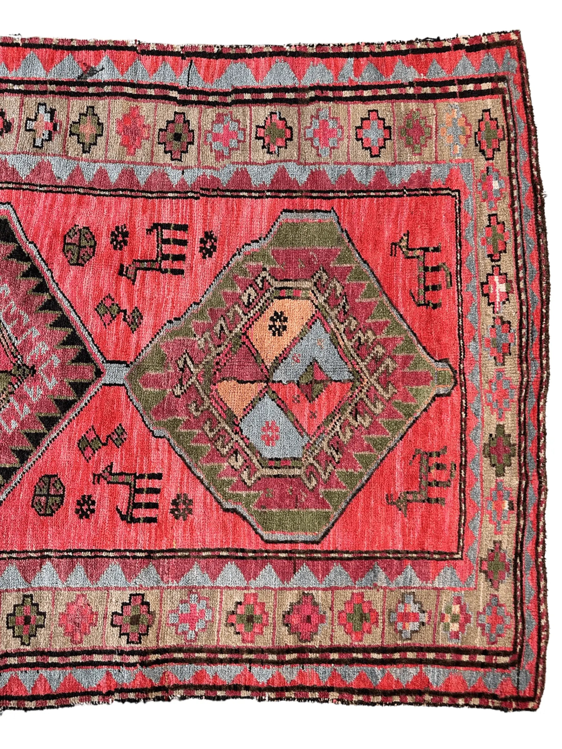 Rare Antique Handmade Caucasian Runner Rug 3’7" x 9’2" Rugistan