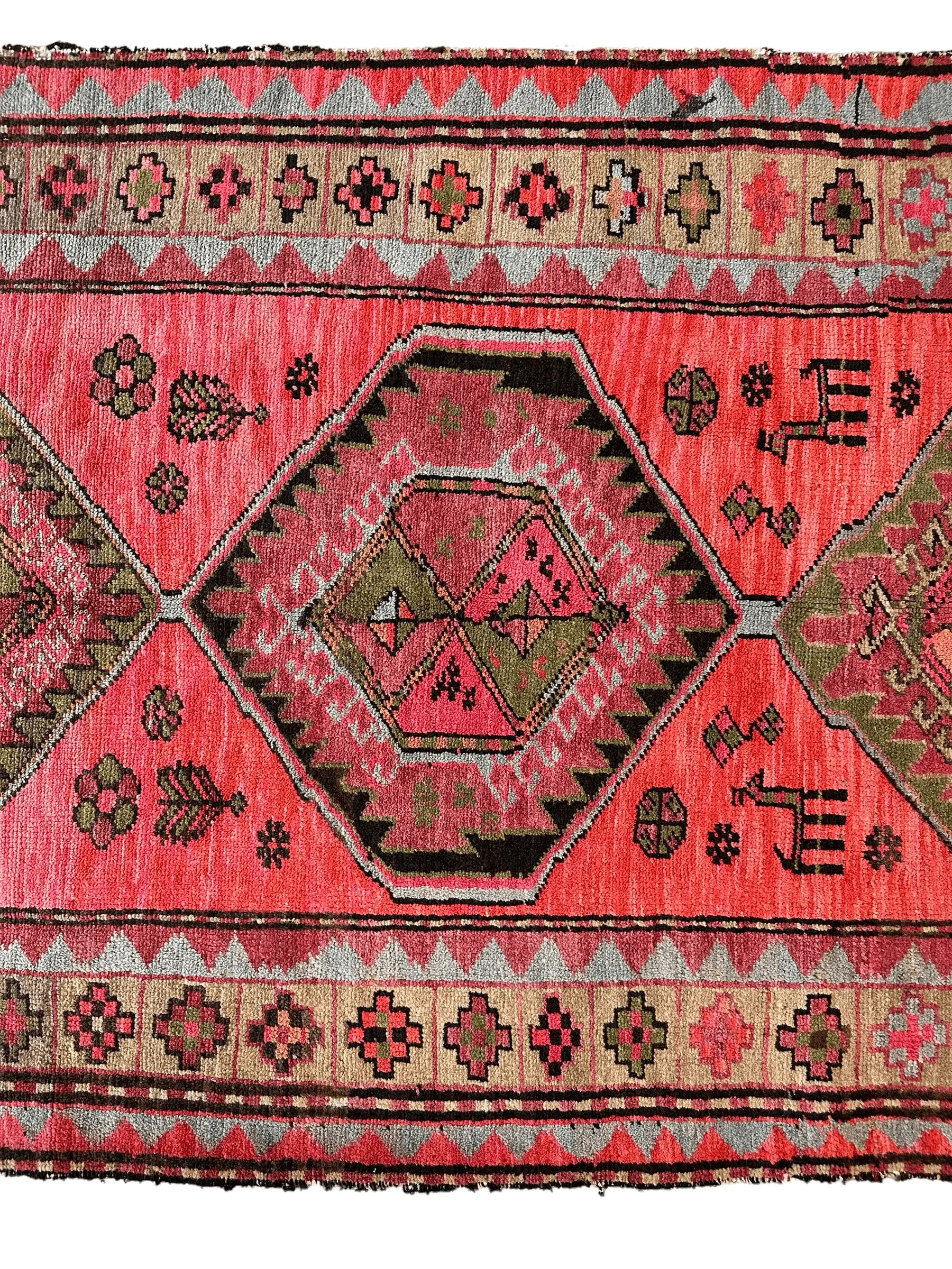 Rare Antique Handmade Caucasian Runner Rug 3’7" x 9’2" Rugistan