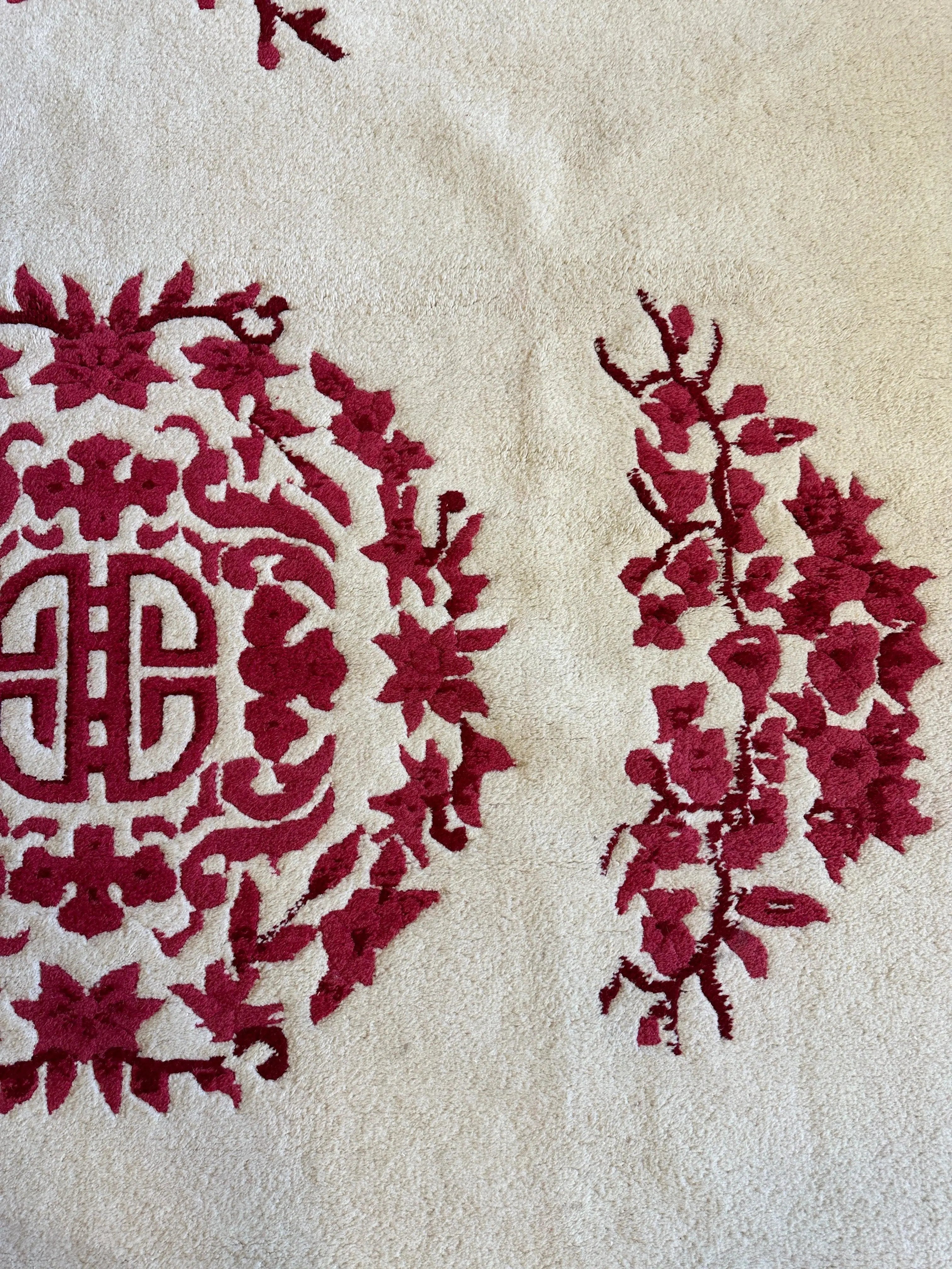 Red & Beige Chinese Art Deco Style Rug 11 x 15 Rugistan