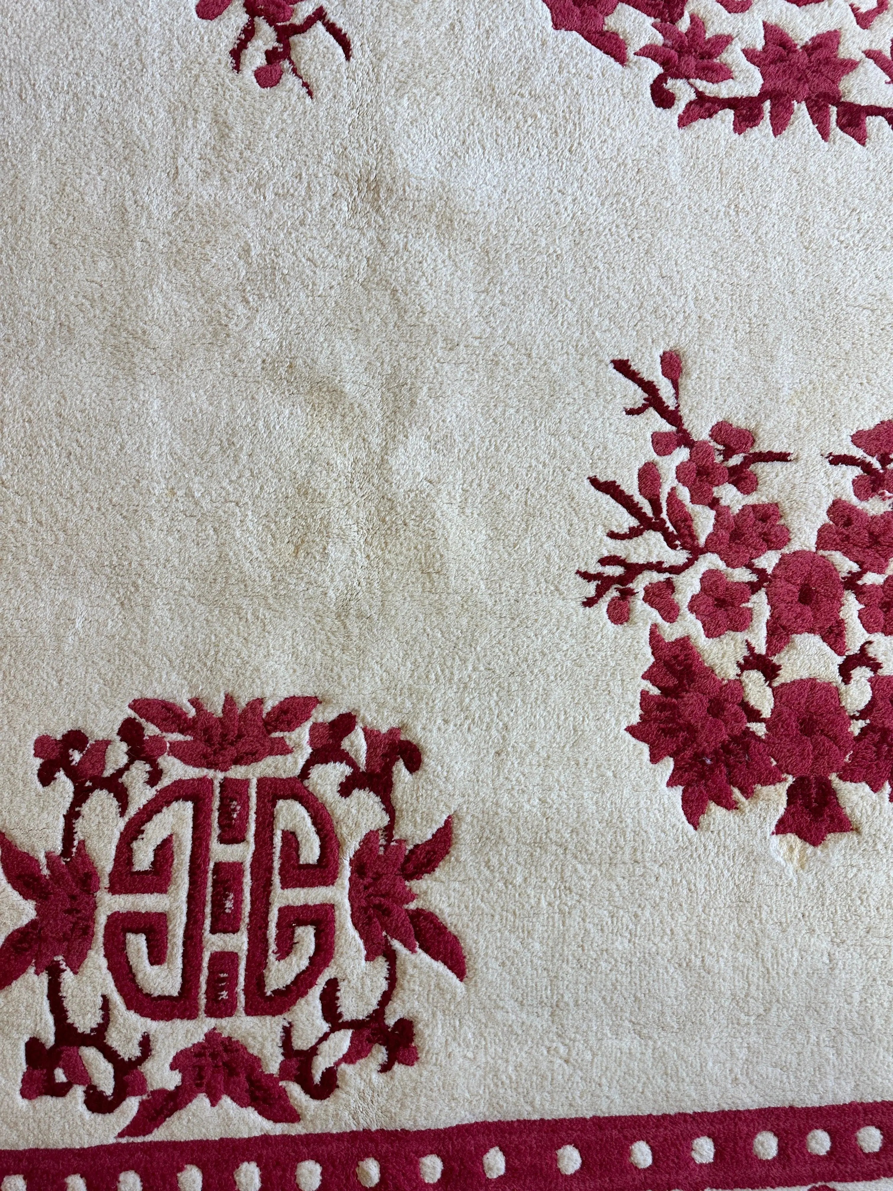 Red & Beige Chinese Art Deco Style Rug 11 x 15 Rugistan